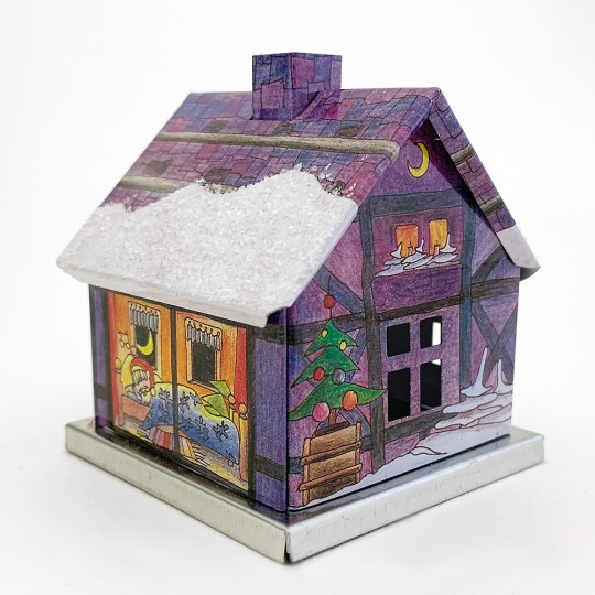 Purple Half-Timbered  Winter House Incense Smoker ~ Germany